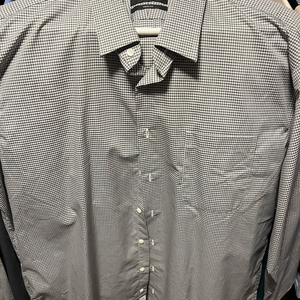 Men’s black & white small checker dress shirt, Nordstrom Men’s Shop Sz 18 36-37